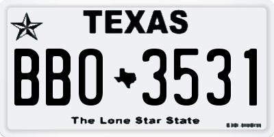 TX license plate BBO3531