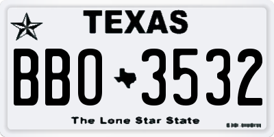 TX license plate BBO3532