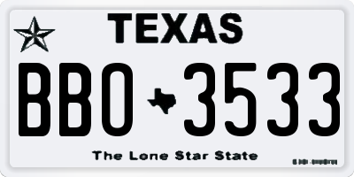 TX license plate BBO3533