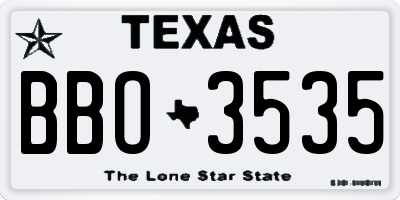 TX license plate BBO3535