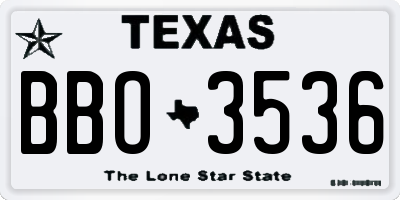 TX license plate BBO3536