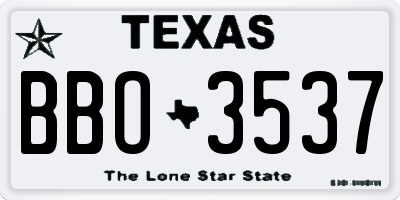 TX license plate BBO3537