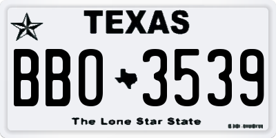 TX license plate BBO3539
