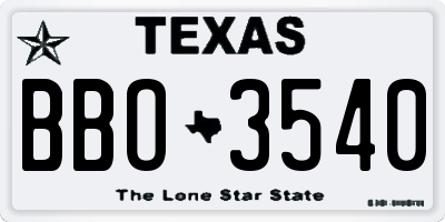 TX license plate BBO3540