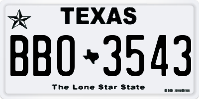 TX license plate BBO3543
