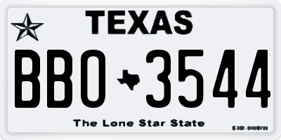 TX license plate BBO3544
