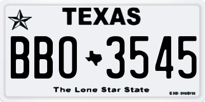 TX license plate BBO3545