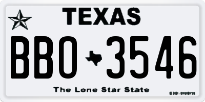 TX license plate BBO3546