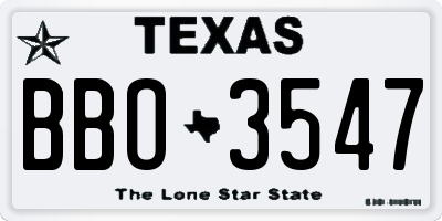 TX license plate BBO3547