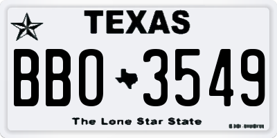 TX license plate BBO3549