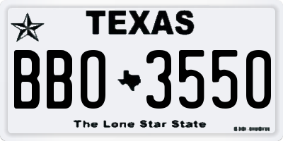 TX license plate BBO3550