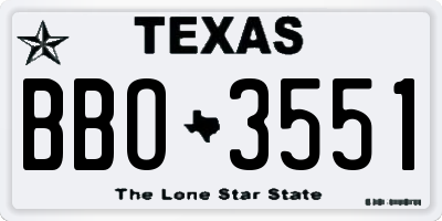 TX license plate BBO3551