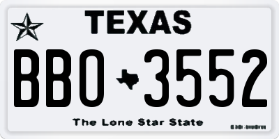 TX license plate BBO3552