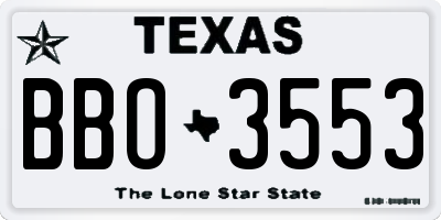 TX license plate BBO3553