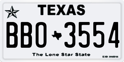 TX license plate BBO3554