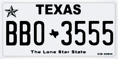 TX license plate BBO3555