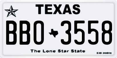 TX license plate BBO3558