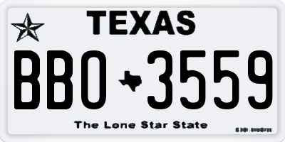 TX license plate BBO3559