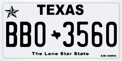 TX license plate BBO3560