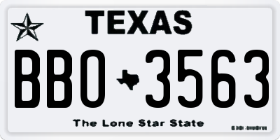 TX license plate BBO3563