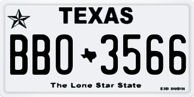 TX license plate BBO3566