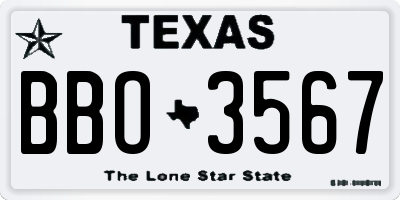 TX license plate BBO3567