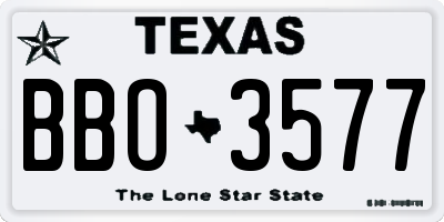 TX license plate BBO3577