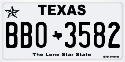 TX license plate BBO3582
