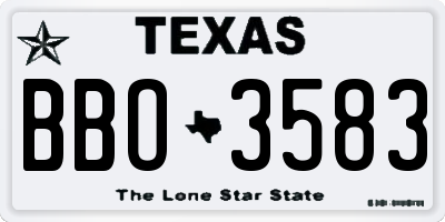 TX license plate BBO3583