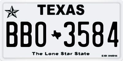 TX license plate BBO3584