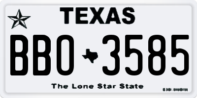 TX license plate BBO3585