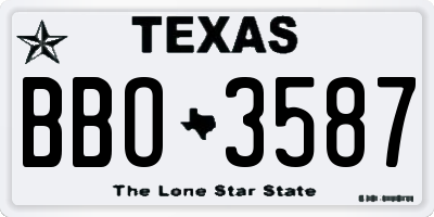 TX license plate BBO3587