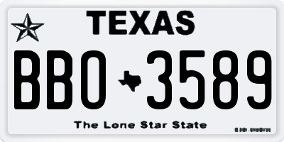 TX license plate BBO3589
