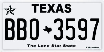 TX license plate BBO3597