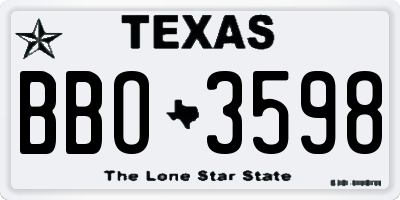 TX license plate BBO3598