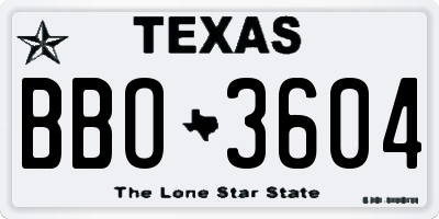 TX license plate BBO3604