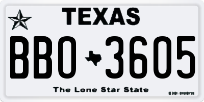 TX license plate BBO3605