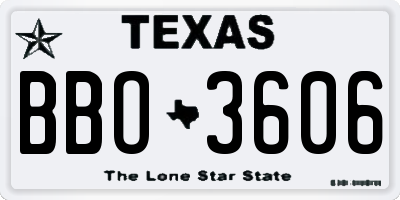 TX license plate BBO3606