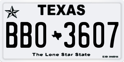 TX license plate BBO3607