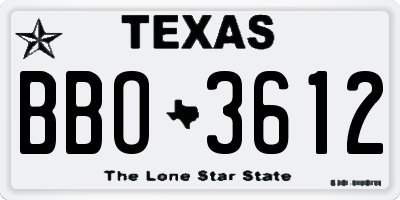 TX license plate BBO3612