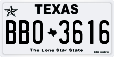 TX license plate BBO3616
