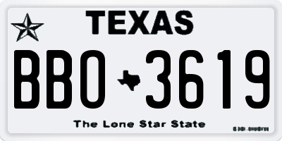 TX license plate BBO3619