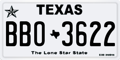 TX license plate BBO3622