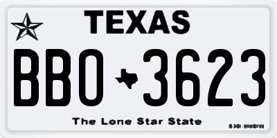 TX license plate BBO3623
