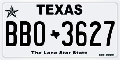 TX license plate BBO3627