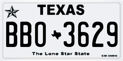 TX license plate BBO3629