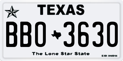 TX license plate BBO3630