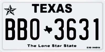 TX license plate BBO3631
