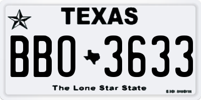 TX license plate BBO3633