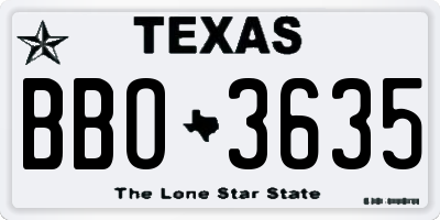 TX license plate BBO3635